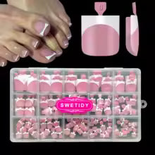 French Tips Toe Press On Nails 150pc